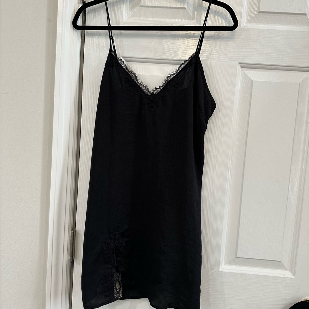 Black lace slip dress